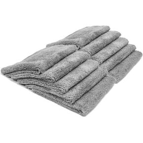 [Elite] Edgeless Two-Pile Microfiber Detailing Towel (16"x16") Gray - 10 Pack | All-Purpose Detail Rag | High-Pile, Low-Pile