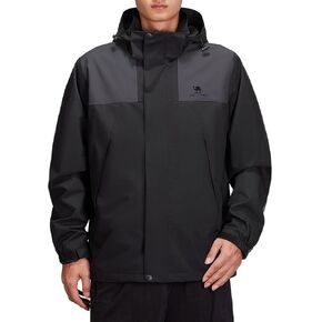 CAMEL CROWN Men's Waterproof Jacket Rain Coat Windbreaker Hooded for Outdoor Hiking Climbing Traveling