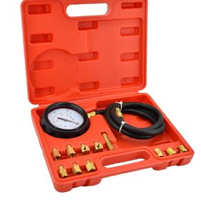 Engine Oil Pressure Tester Gauge and Automatic Transmission Oil Pressure Check Kit and Transmission Fluid Diagnostic Test Kit, 500 PSI / 35 Bar Gauge with Adapters Case