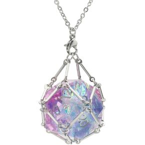 PJOY DND Necklace Empty Dice Cage for D20 Dice D&D Dungeons and Dragons Gamers DND Gifts-Silver