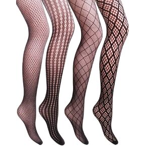 VERO MONTE 4 Styles Womens Argyle Fishnet Pantyhose Tights Diamond Net Stockings