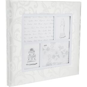 Pioneer 12 Inch by 12 Inch Postbound 4-Frame Fabric Cover Memory Book, White