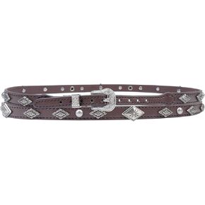 Western Hat Band for Cowboy Hats by Silver Canyon, Vegan Leather with Antiqued Diamond Concho and Studs