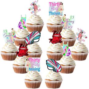Thirty Flirty and Thriving Cupcake Topper 13 Going on 30 Cupcake Toppers Thirty Flirty and Thriving Cupcake Decorations Party Decor Birthday Decorations for Women