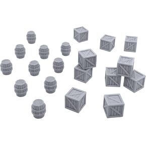Crates and Barrels DND Terrain Compatible with Dungeons and Dragons, Warhammer 40k, 28mm Miniature Wargaming, Tabletop RPGs, Wargame Scenery