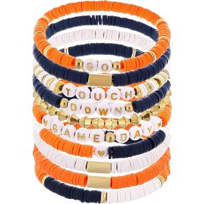 Cooluckday 10 Pack Game Day Bracelets for Women Football Bracelets Stackable Charm Sports Bracelet Bangles Football Mom Accessories Outfits Jewelry Accessories Game Day Friendship Bracelets Football Sport Fan Gifts …