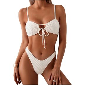 SOLY HUX Women's Two Piece Swimsuit Tie Front High Cut Bikini Sets Bathing Suit