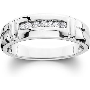 1/4ct Channel Set Diamond Ring 14K White Gold Mens Wedding Band