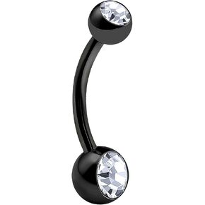 MATIGA Anodized Titanium 14g 3/8 10mm Belly Button Rings Piercing Jewelry Ear Lobe Earring navel 5mm 6mm Crystal Ball More Choices