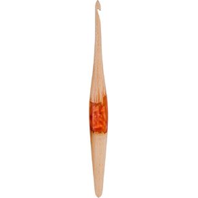 Ommi Ergonomic Handle Crochet Hooks | Handcrafted 6.7’’ Steam Beech Wood & Orange Resin Mix Crochet Hook | Knitting Needle, Craft Yarn Weave | Best Gift! (5, Steam Beech Wood & Orange Resin)