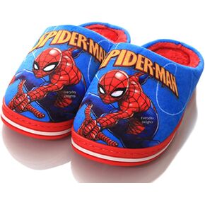 Everyday Delights Marvel Spider-Man Plush Slippers for Boys Kids Children - Blue
