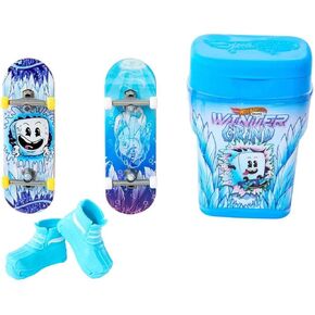 Hot Wheels Winter Grind Skate Flavor Container with 2 Fingerboards and 1 Pair of Removable Skate Shoes