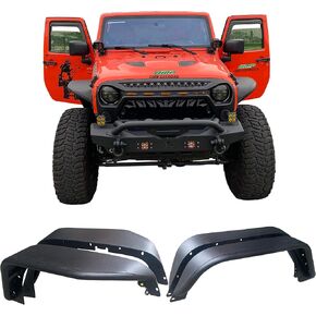 OMP Offroad Rugged Steel Fender Flares and front Inner Fender compatible for Jeep Wrangler 2007-2018 JK & JKU Unlimited Precision Fit & Stylish Protection (9“wider with Inner fender)