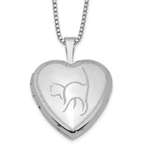 Sonia Jewels Real 925 Sterling Silver 16mm Cat Heart Locket Pendant