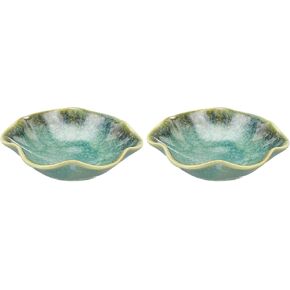 uxcell 2pcs Lotus Leaf Shape Ring Holder Dish, Ceramic Trinket Tray, Ring Tray for Jewelry Wedding Party Supplies, Gifts for Friends Mother Colleague, Green