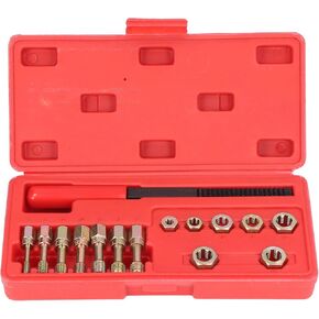 Thread Chaser Set, Rethreading Tool, Rethreader Taps, 15Pcs/Set Metric Thread Restorer Repair Tool Kit with 7Pcs Die 7Pcs Tap 1Pc File for Car