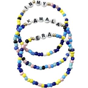 3Pcs/Set Handmade 2024 Kamala Harris Seed Beads Bracelets Merch Kamala Harris Merchandise Bracelet President Vote Campaign for Harris Supporter