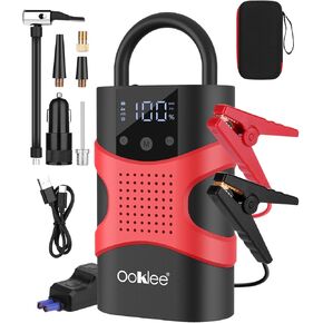 Portable Car Jump Starter with Air Compressor 150PSI Tire Inflator Portable Air Compressor,12V Car Battery Jump Starter Battery Pack with LED Display and Lights, Output and Input Power