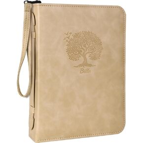 Bible Cover Case for Women,PU Leather Bible Cover for Men Women with Handle,Blue Bible Book Cover, Bible Bag with Embossed Floral, Carrying Case Bible Protective Christian Gift