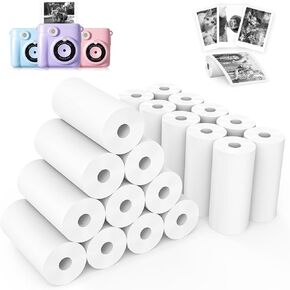 12 Rolls Kids Camera Instant Print Refill Paper Set, Phetium HD Printing Thermal Paper for Most Kids Instant Camera Photo Print (White-12 Rolls)