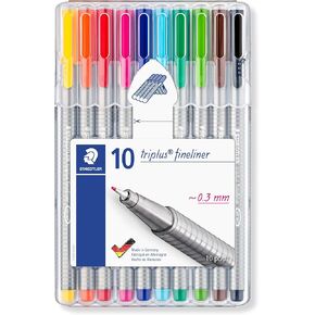 STAEDTLER Triangular Pen, Fineliner Triplus, 334 SB10 03, 0.3 mm, 10 Colors