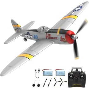 RC Plane 4 Channel Remote Control Airplane Ready to Fly P-47 6-Axis Gyro System One Key Aerobatic Aircraft with 2 Batteries for Beginners Adults Kids