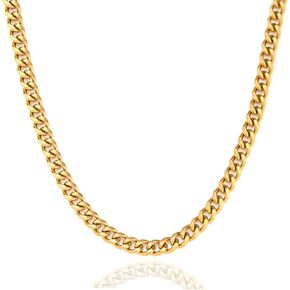 2 Pcs Mens Cuban Link Chain Necklace,5mm Silver Gold Stainless Steel Chains for Mens Boys Womens Jewelry Gifts,18"/20"/24 Inches