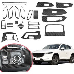 YAMUDA Compatible with Decorative Interior Protection Carbon Fiber Sticker for Mazda CX-5 2017-2022 (Black 23pcs)