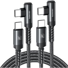 كابل شاحن toocki USB C إلى USB C (10 أقدام، 2 حزمة)، سلك كابل شحن من النوع C 60 وات، زاوية يمين شحن سريع USBC إلى كابل USBC لهاتف iPhone 15 Plus/Pro Max/iPad Pro/Air/MacBook/Samsung S23/Note 20 in Kuwait