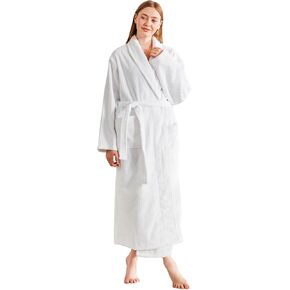 Women’s Plush Fleece Bathrobe – Fluffy Stripe Shaggy Design, Warm and Soft Flannel Long Robe for Spa and Relaxation