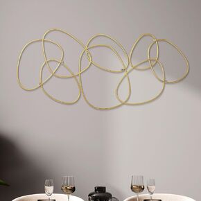 Hicarer 3 Pcs Interlocking Rings Wall Sculpture Abstract Home Wall Decor Gold Metal Wall Decor Aesthetic Gold Wall Decor for Art Bedroom Living Room Bathroom Home