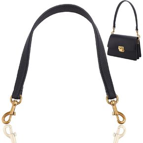 WADORN Genuine Leather Purse Handle, 20.4 Inch Leather Handbag Handle Replacement Short Shoulder Strap with Retro Gold Buckles Women Bag Making Accessory for Coach Shoulder Bag 26, White
