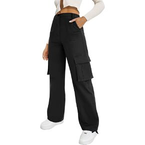 Cargo Pants for Women High Waisted Wide Leg Casual Pants with 4 Pockets Baggy Cotton Pants Y2K Streetwear