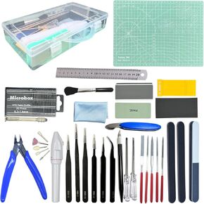 Gundam Model Tool Kit, 64pcs Hobby Modeler Basic Tool Set for Minature Bandai Models, Cars, Airplanes, Buildings, Gundam, Robots Repairing Fixing