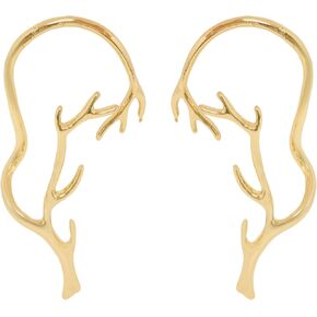 Honbay 1 Pair of Alloy Antler Cuff Earrings Cartilage Ear Cuff Deer Horn Ear Crawler Ear Wrap Ear Clip No Piercing Earring