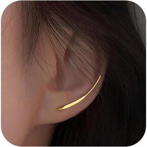 Ear Cuffs Crawler Earrings for Women S925 Long Sterling Silver Minimalist Climber Earrings Fine Mother's Day Graduation Jewelry Gifts Simple Hypoallergenic Ear Jackets for Mom