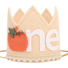 Pumpkin 1st Birthday Crown Hat - Little Pumpkin First Birthday Crown, Pumpkin Theme Birthday Decoration, Thanksgiving Day Birthday Party Supplies, Baby Boy/Girl Fall Birthday Cake Smash Photo Prop