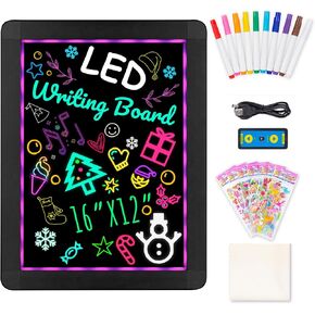 LED Writing Message Board, Neon Glow Drawing Board, Light Up Flashing Box Message, Erasable Board Arts and Acrylic Kids Crafts Doodle, for Children's Day/Shop/School/Bar/Cafe (40×30CM)