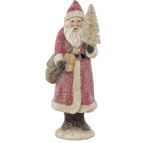 RAZ Imports Glittered Resin Santa Figure (Red)