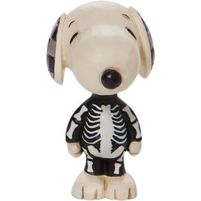 Enesco Peanuts by Jim Shore Halloween Collection Snoopy Dressed as a Skeleton Miniature Figurine- Resin Hand Crafted Painted Collectible Peanuts Snoopy Mini Figurines Home Decor Statue, 3.25 Inch