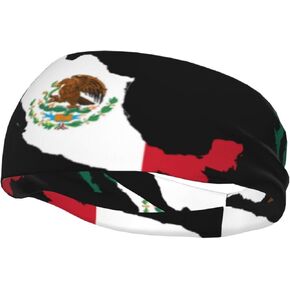 Mexico Flag Sweatbands for Men Women Workout Sport Headbands Mexican Sweatband Headband for Running,Cycling,Yoga