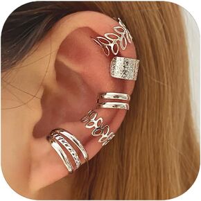5 Pcs Gold Ear Cuffs for Women Non Piercing Ear Cuff Earrings Clip on Earring Set Huggie Hoop Earrings Cartilage Earrings Stack Jewelry for Women