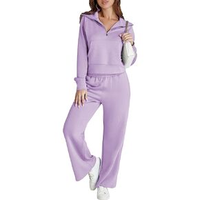 Women's 2 Piece Sweatsuit Outfits 2024 Fall Casual Tracksuit Sweat Lounge Sets Sweatshirt and Sweatpants