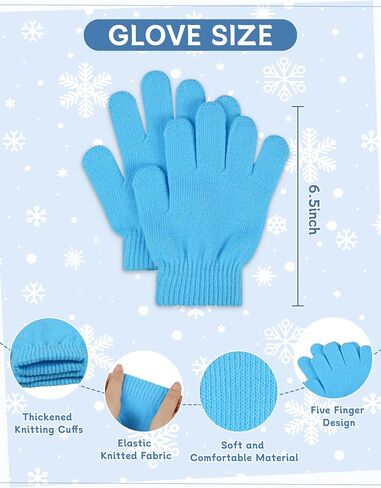 Glooarm 12 Pack Kids Winter Beanies Hats Gloves Set, Boys Warm Winter Caps Knit Full Fingers Gloves for Boys Girls in Saudi Arabia