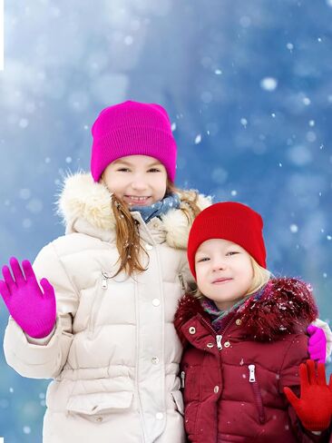 Glooarm 12 Pack Kids Winter Beanies Hats Gloves Set, Boys Warm Winter Caps Knit Full Fingers Gloves for Boys Girls in Saudi Arabia