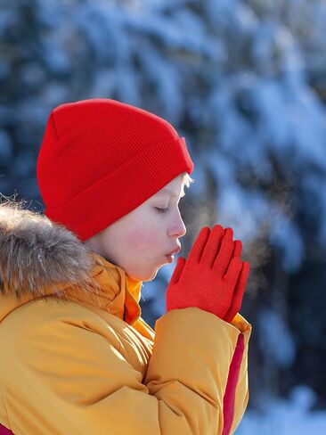 Glooarm 12 Pack Kids Winter Beanies Hats Gloves Set, Boys Warm Winter Caps Knit Full Fingers Gloves for Boys Girls in Saudi Arabia