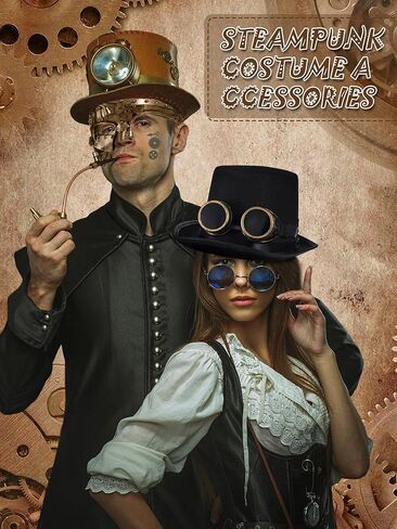 Libima Steampunk Costume Accessories for Men Halloween Vintage Steampunk Top Hat Victorian Style Goggles Venetian Masquerade Mask Metal Steampunk Gears Charm for Gothic Costume Cosplay Party in Saudi Arabia