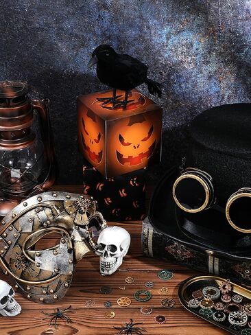 Libima Steampunk Costume Accessories for Men Halloween Vintage Steampunk Top Hat Victorian Style Goggles Venetian Masquerade Mask Metal Steampunk Gears Charm for Gothic Costume Cosplay Party in Saudi Arabia