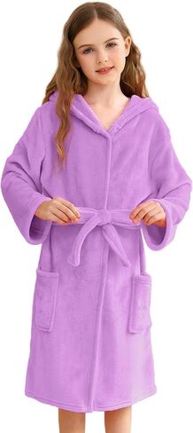 V.&GRIN Girls Robe, Kids Fleece Hooded Soft Plush Fuzzy Bathrobe for 3-14 Years in Saudi Arabia