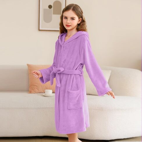 V.&GRIN Girls Robe, Kids Fleece Hooded Soft Plush Fuzzy Bathrobe for 3-14 Years in Saudi Arabia